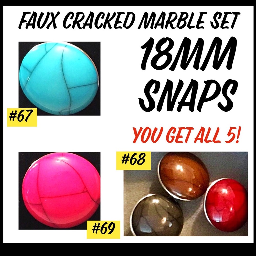 Faux Marble SNAP SET, fits most 18mm snap jewelry